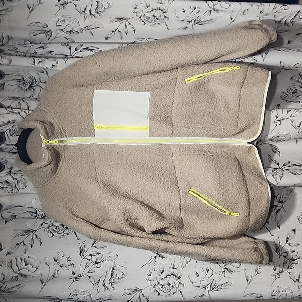 Tan and Yellow, very cozy zip up